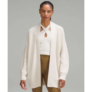 Lululemon Ribbed Merino Wool Blend Long Wrap Athleisure Cardigan Sweater Size 4